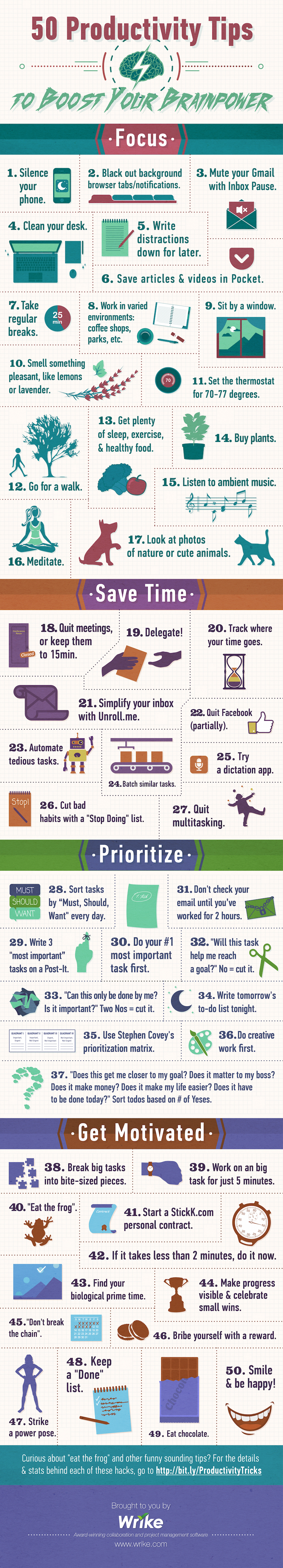 50 Productivity Tips to Boost Your Brainpower (Infographic)