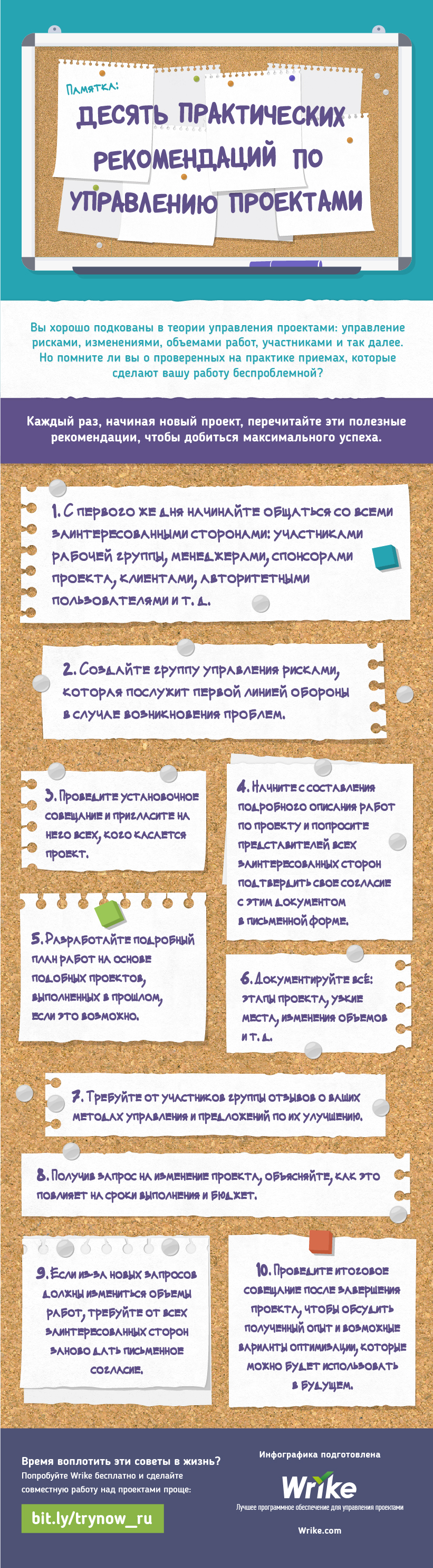 Реокмендации по управлению проектами (инфографика)