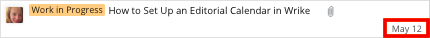Blog schedule in Wrike