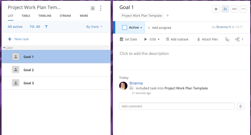 work project template