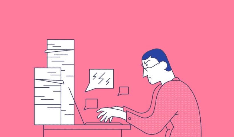 Stressed worker coping with deadlines