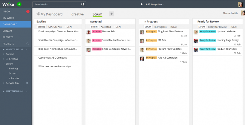 Tableau de bord Scrum