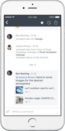Nouveau look de l'application iOS de Wrike - application mobile Wrike