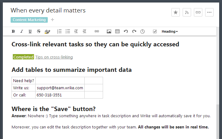 Make sure the task description is complete