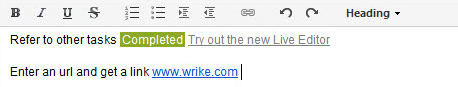 Wrike Live Editor - embeded tasks