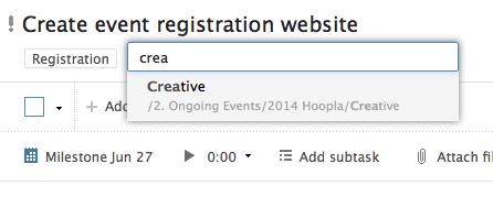 Tag your planned events with the team name in Wrike