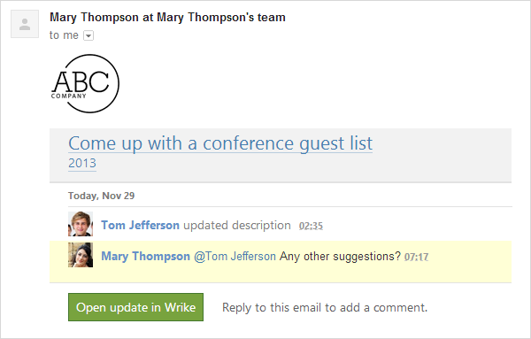 wrike enterprise branded e-mail notifications for project management